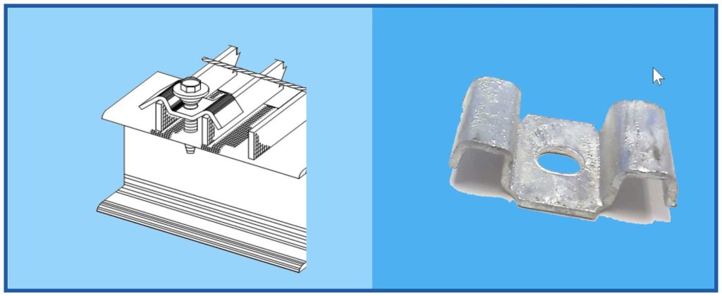 F clip on grate steel for pedestrians. They are using Tek screws that is why they are more popular for smaller and thinner panels. JW Investrade Inc for metalgrating.ca 2024 London Ontario