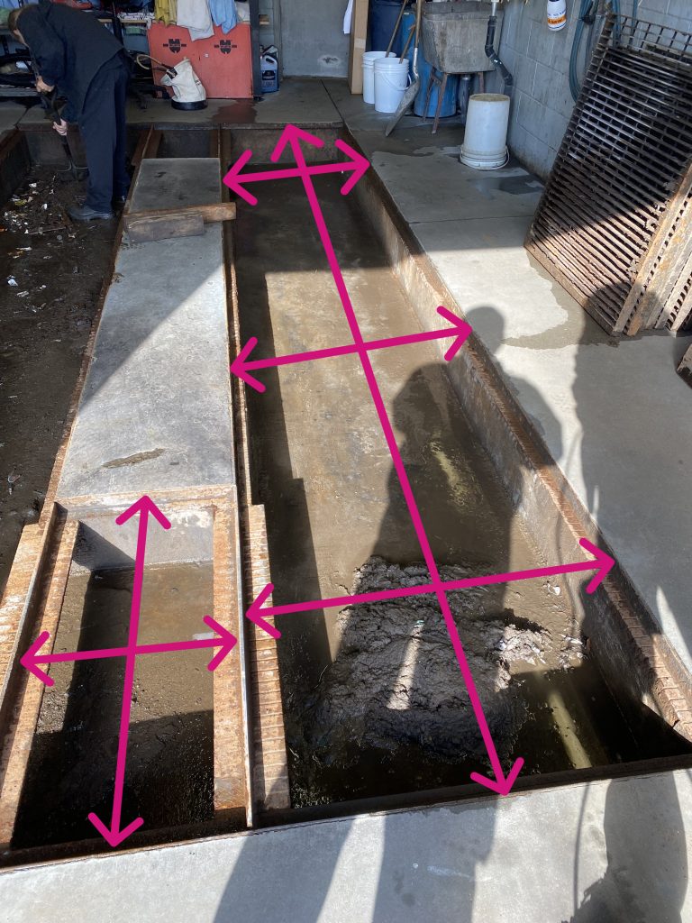 We measure width and length of every trench. In the long trenches we measure length and we measure width at beginning , in the middle and at the end. JW Investrade Inc for metalgrating.ca 2023, London Ontario